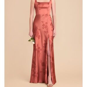 Birdy Grey Floral Satin Maxi Dress in Rust